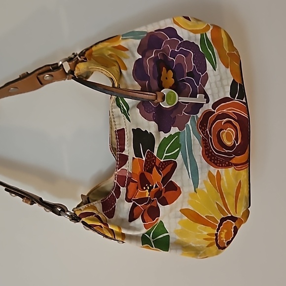 VTG 1970s FOSSIL Floral Canvas Boho Carpet Key-per Shoulder Bag - Picture 5 of 12